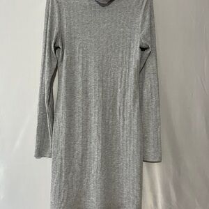Ambiance Light Gray Ribbed Turtleneck Dress
